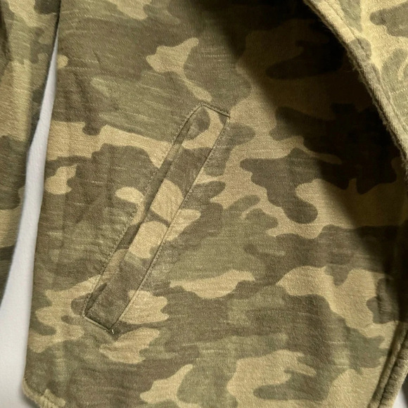 CASLON Olive Sarma Camo Knit Blazer Jacket Drape Collar Raw Seam Detail Size M - Picture 3 of 7